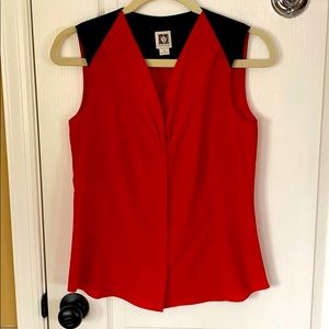 Anne Klein Red & Black Blouse